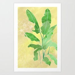 264x264 Banana Tree Art Prints Society6 - Banana Tree Watercolor