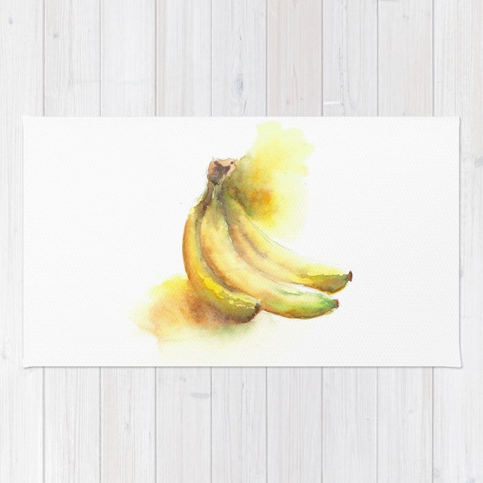700x700 Banana Watercolor Painting Rug By Youxiang Society6 - Banana Watercolor