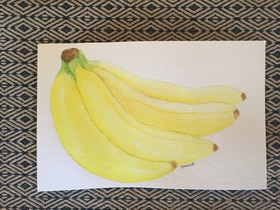 570x428 Banana Watercolor Etsy - Banana Watercolor