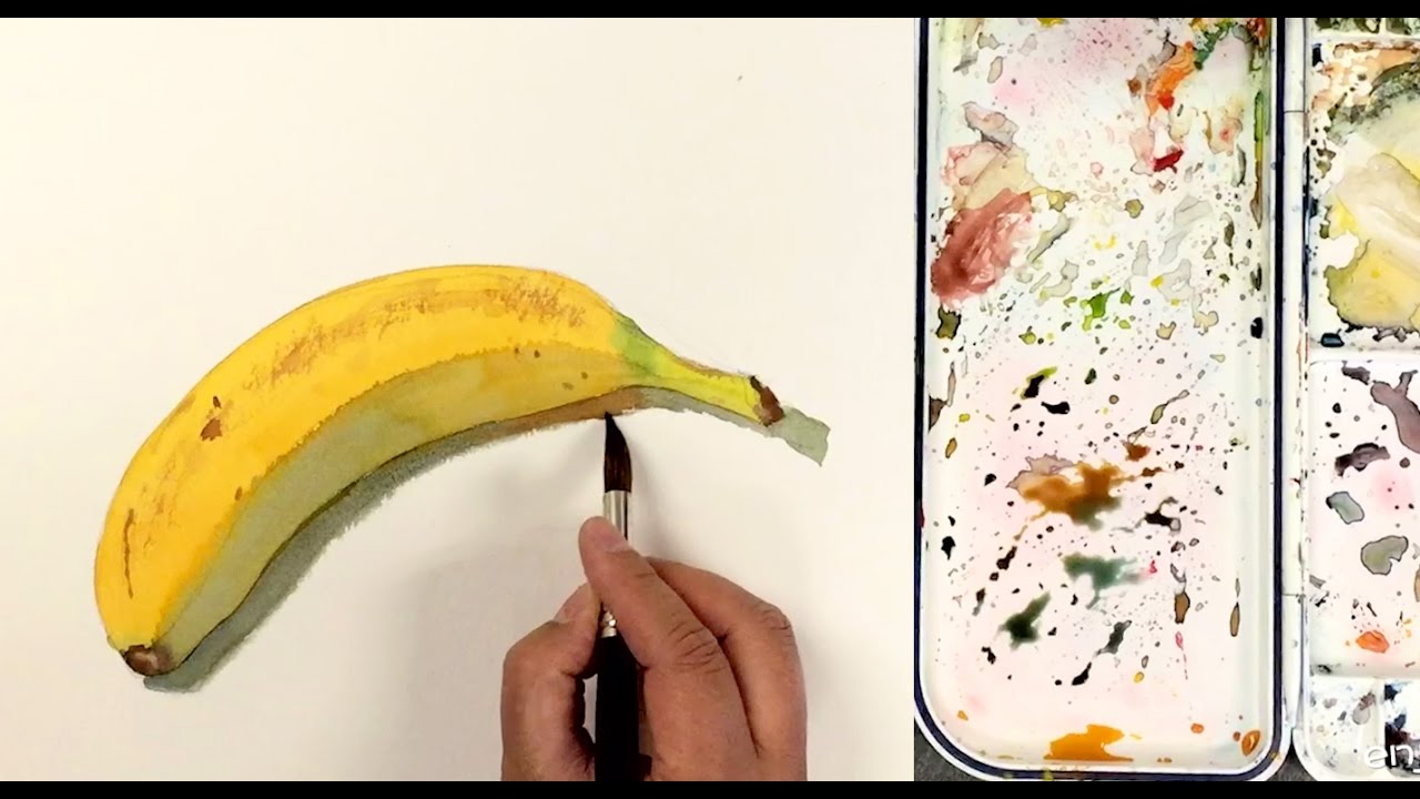 1280x720 How To Paint A Banana In Watercolor In Simple Steps - Banana Watercolor
