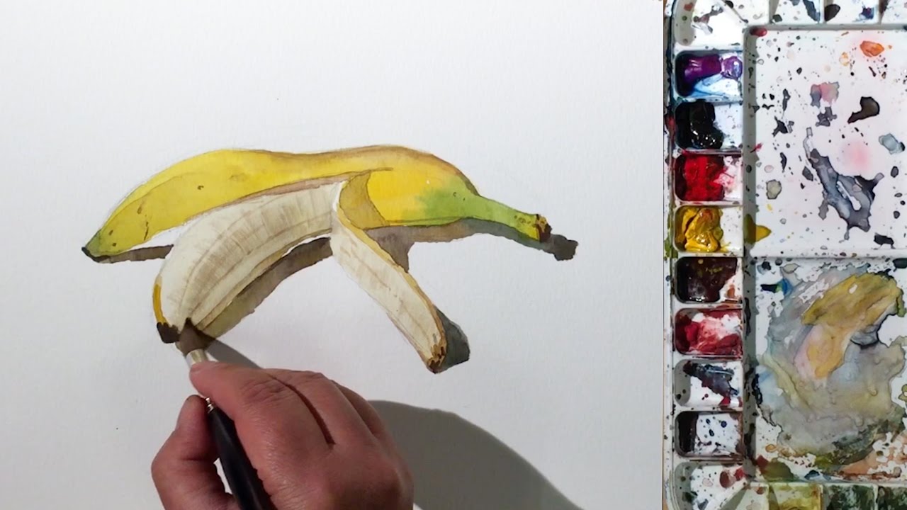 1280x720 How To Paint A Peeled Banana In Watercolor - Banana Watercolor