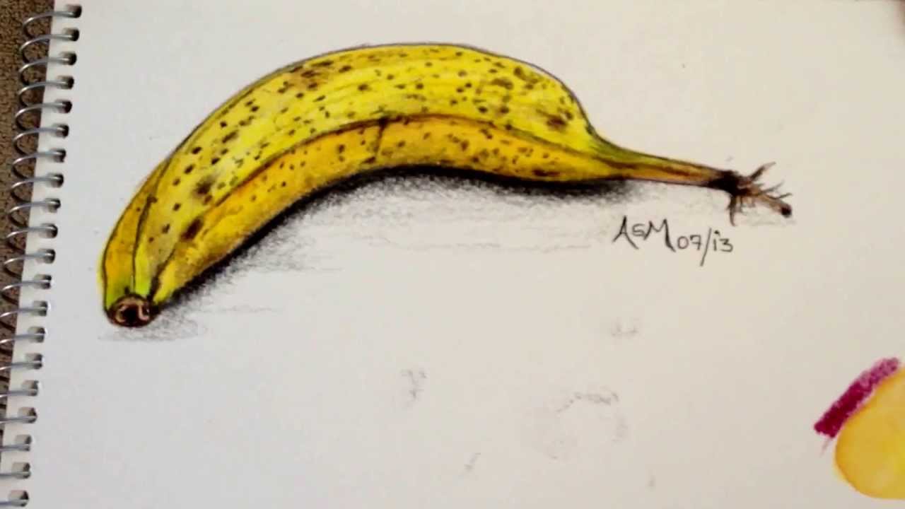 1280x720 Painting A Watercolour Banana With Pencils (Faber Castell - Banana Watercolor
