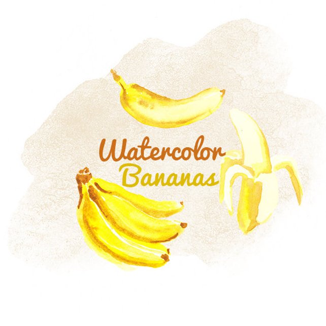 642x642 Watercolor Fruits Bananas Fruit Banana Clipart Instant Etsy - Banana Watercolor