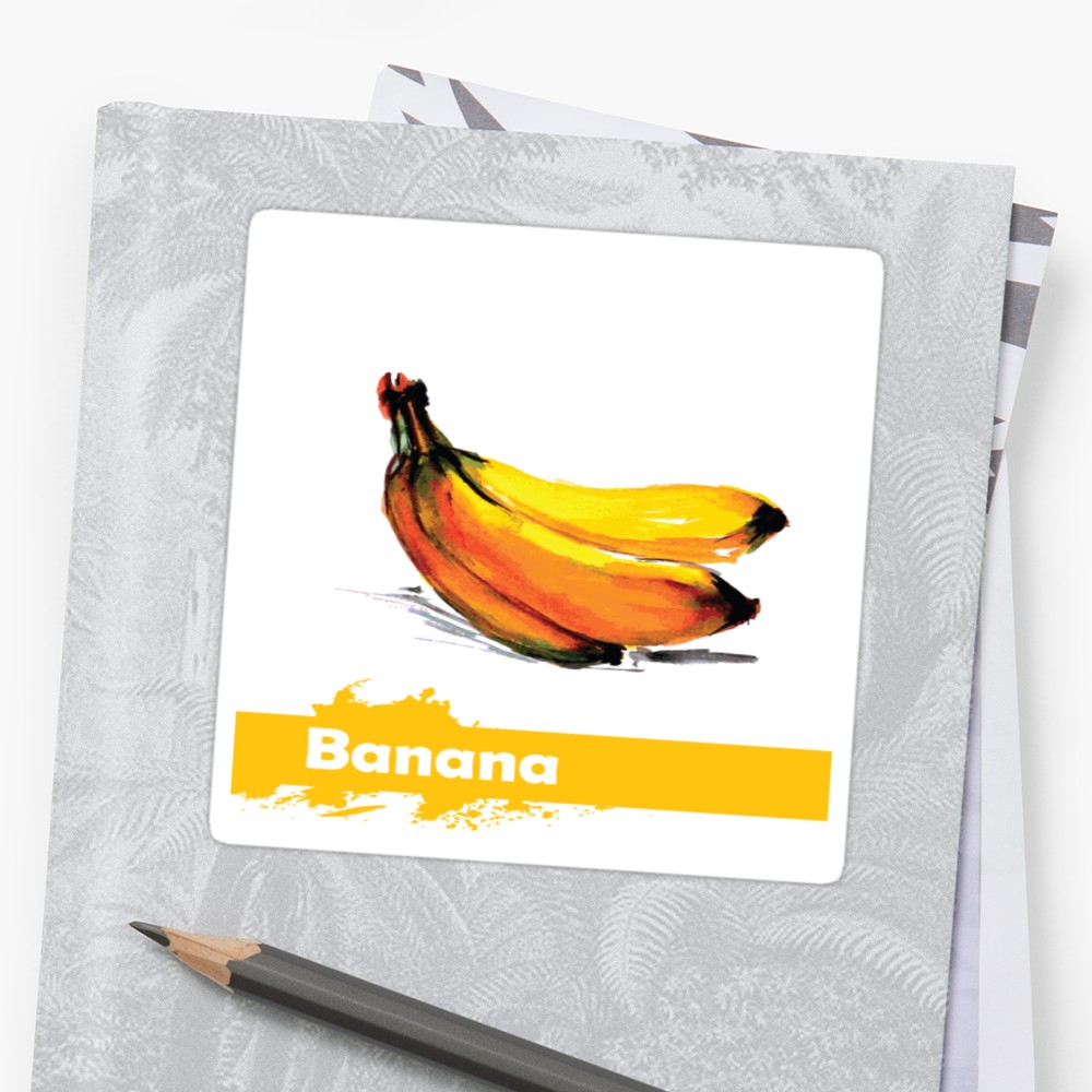 1000x1000 Fruit Banana. Watercolor Hand Drawing. Stickers By Naum100 - Banana Watercolor