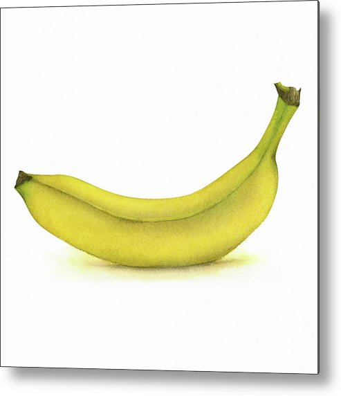 493x572 Banana Watercolor Metal Print By Zapista - Banana Watercolor