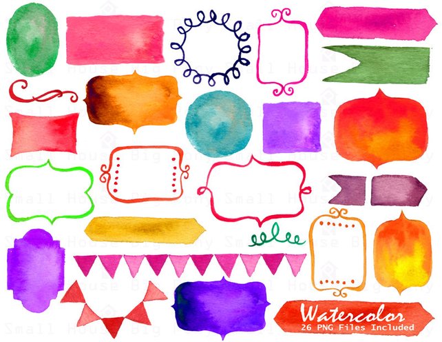 642x496 Frame Clipart Clipartpng Digital Frames Watercolor Banner Etsy - Banner Watercolor