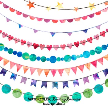 350x350 Watercolor Banner Clipart By Paula Kim Studio Teachers Pay Teachers - Banner Watercolor