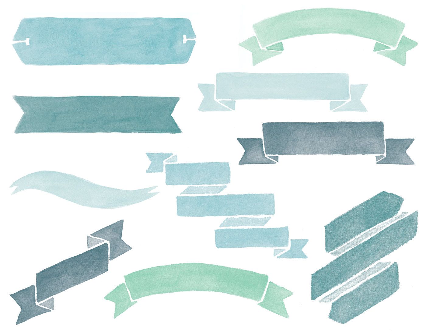 1400x1100 Watercolor Banners Clipart Overlays - Banner Watercolor