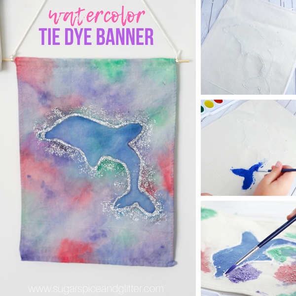 600x600 Watercolor Dolphin Banner For Kids (With Video) Sugar, Spice - Banner Watercolor