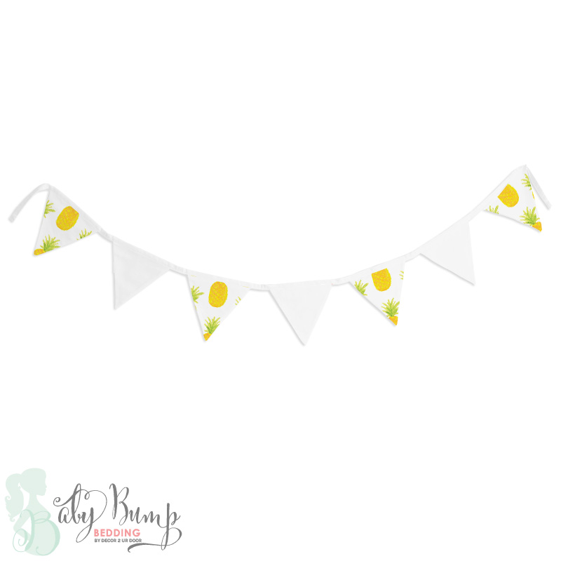 800x800 Watercolor Pineapple Nursery Fabric Pennant Banner - Banner Watercolor
