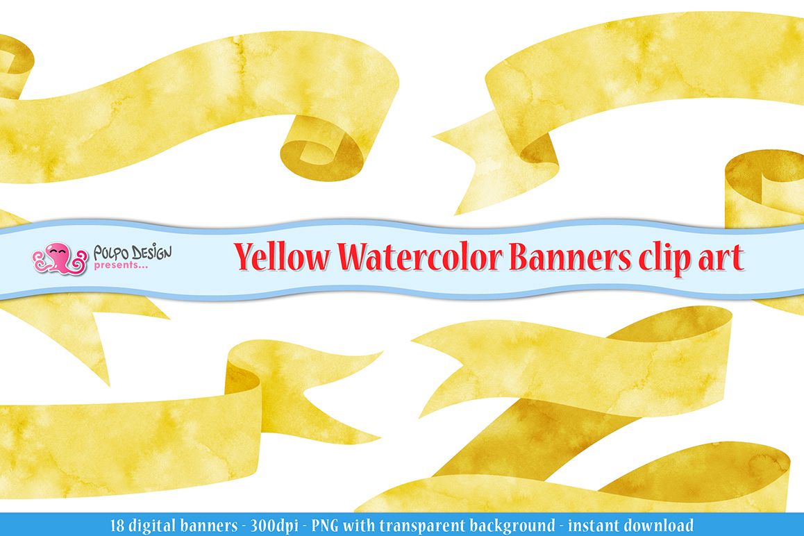 1158x772 Yellow Watercolor Banner Clip Art - Banner Watercolor