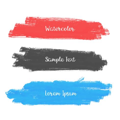 490x490 Set Of Three Watercolor Stroke Banner Design - Banner Watercolor