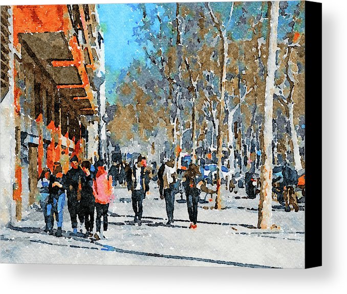 678x575 Barcelona Watercolor Streets 1 Canvas Print Canvas Art By Yury - Barcelona Watercolor