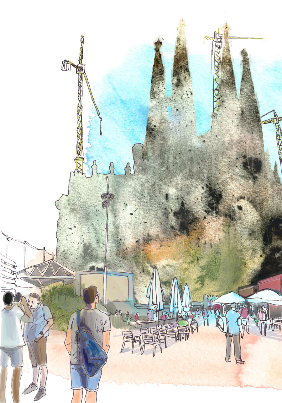 900x1283 Barcelona Sketches On Behance - Barcelona Watercolor