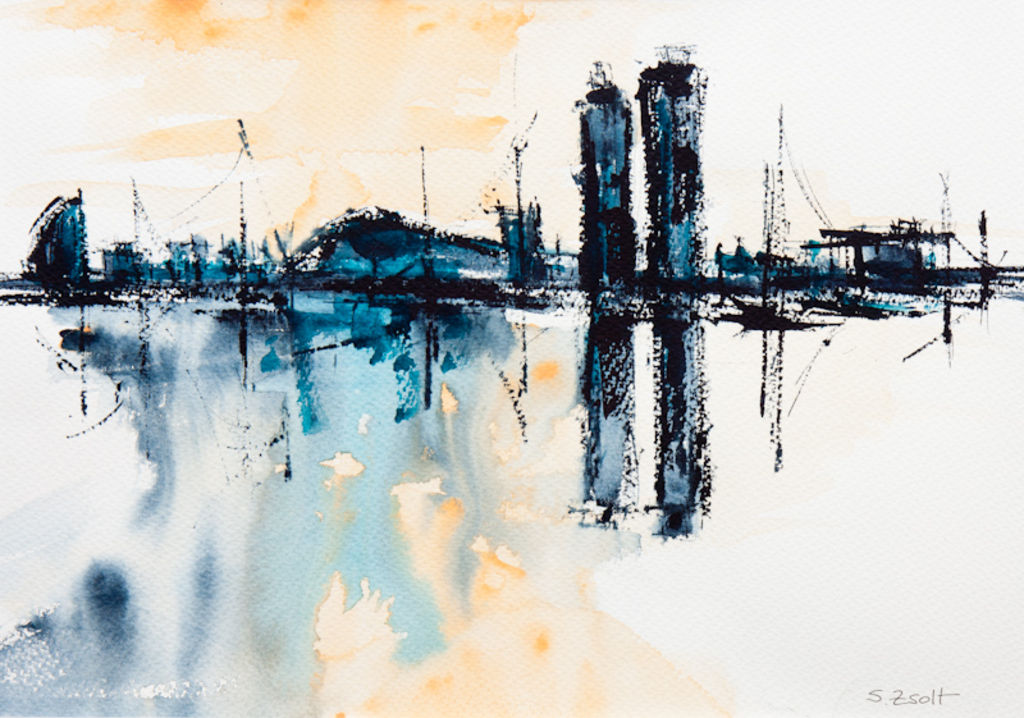 1024x718 Barcelona Skyline Silvia Zsolt Fradera - Barcelona Watercolor
