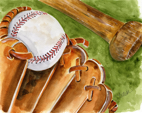 500x397 100 Paintings Challenge - Baseball Watercolor