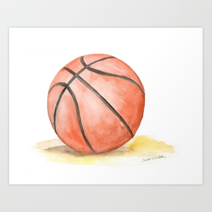 700x700 Basketball Watercolor Art Print By Susanwindsor Society6 - Basketball Watercolor