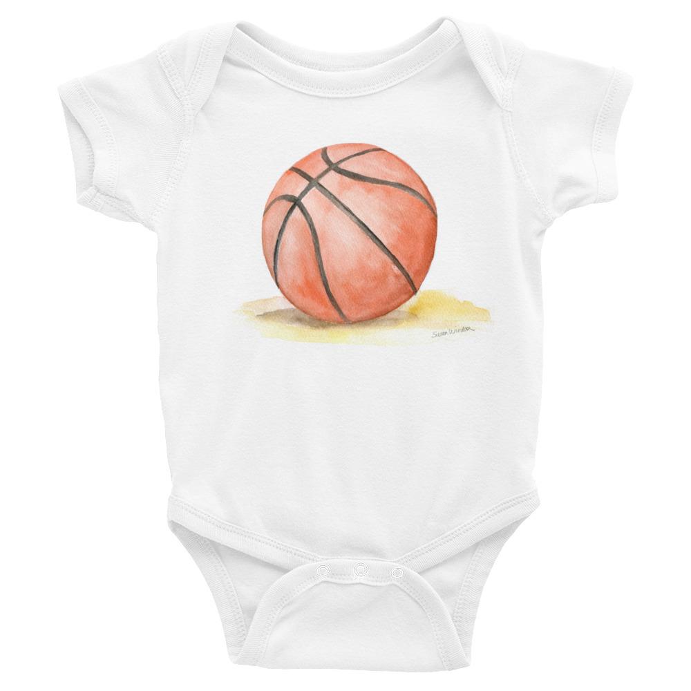 1000x1000 Basketball Watercolor Infant Bodysuit Susan Windsor - Basketball Watercolor