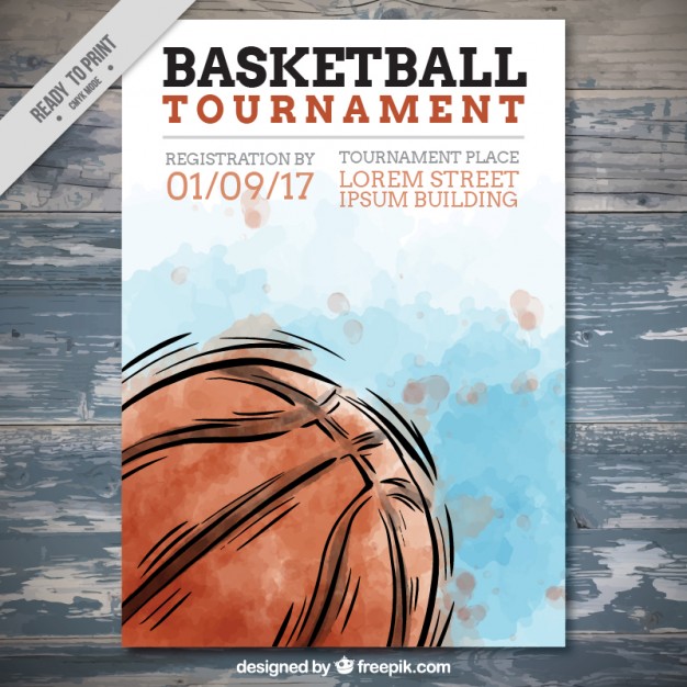 626x626 Hand Drawn Basketball Watercolor Flyer Vector Free Download - Basketball Watercolor