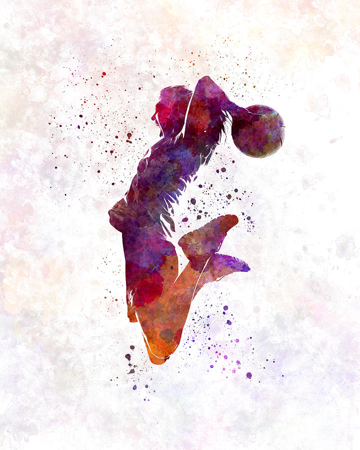 720x900 Young Woman Basketball Player 01 In Watercolor Painting By Pablo - Basketball Watercolor