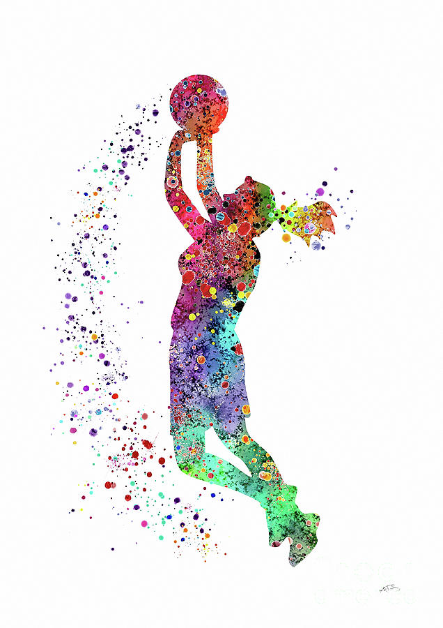 636x900 Basketball Girl Player Sports Art Print Digital Art By Svetla Tancheva - Basketball Watercolor
