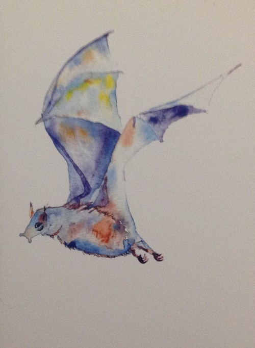 500x682 Watercolor Bat Card - Bat Watercolor