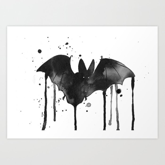700x700 Bat Watercolor Art Print By Aspiredestroy Society6 - Bat Watercolor