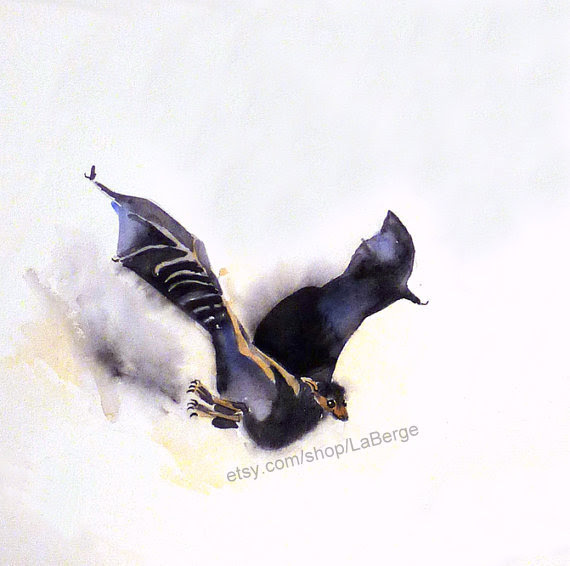 570x566 Bat Art Archival Print Watercolor Painting Bats Rule - Bat Watercolor
