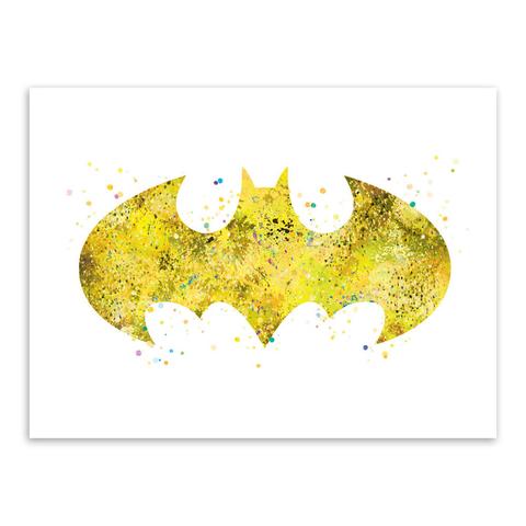 480x480 Original Watercolor Batman Logo Movie Anime Art Print Poster - Batman Logo Watercolor