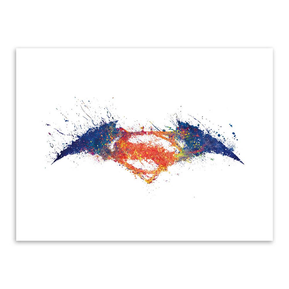 1000x1000 Original Watercolor Batman Vs Superman Logo A4 Movie Art Print - Batman Logo Watercolor