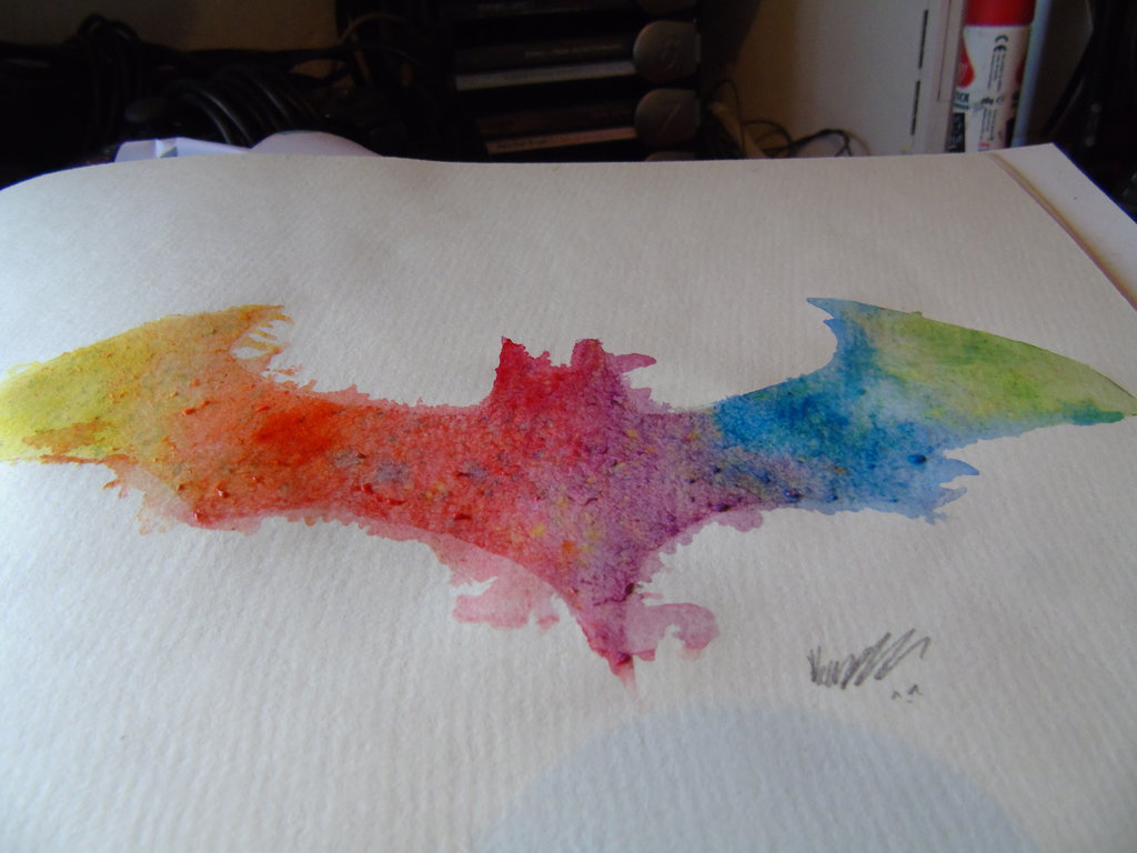 1024x768 Rainbow Batman Logo Watercolour By Kempseyeveelutions - Batman Logo Watercolor