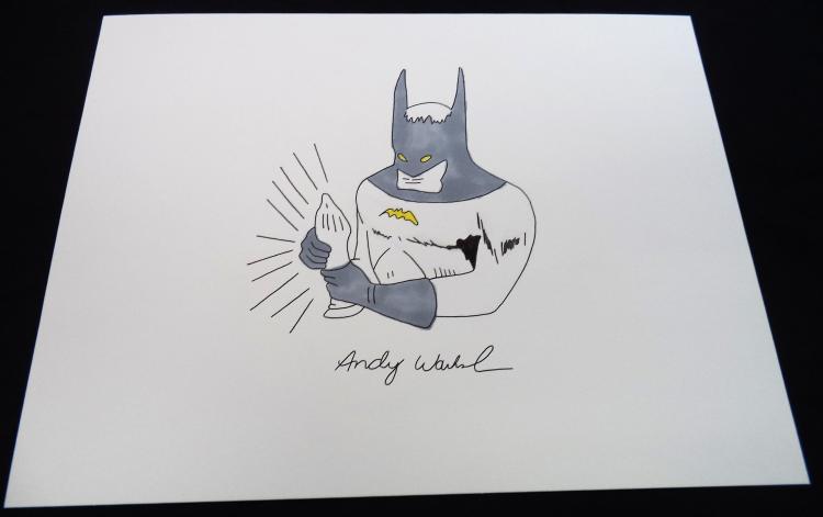 750x471 Signed Andy Warhol Ink Amp Watercolor Batman - Batman Logo Watercolor