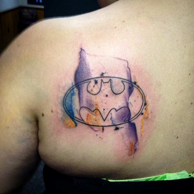 640x640 Watercolor - Batman Logo Watercolor