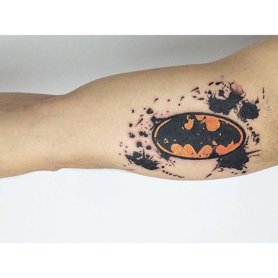 564x564 Watercolor Batman Logo Tattoo On The Right Inner Arm. Artista - Batman Logo Watercolor