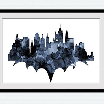 354x354 Watercolor Batman Print Batman Colorful From Colorfulprint - Batman Logo Watercolor