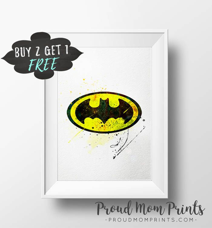 700x753 Batman Decor, Batman Logo Wall Art Print Poster Printable, Batman - Batman Logo Watercolor