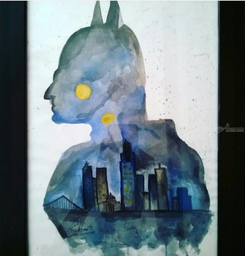 850x887 Batman Watercolor Paintings, Poster By Sukrriti Aggarwal - Batman Watercolor