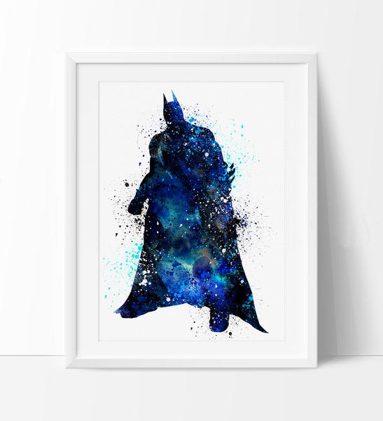547x600 Batman Watercolor Print, Batman Art, Watercolor Batman Print - Batman Watercolor