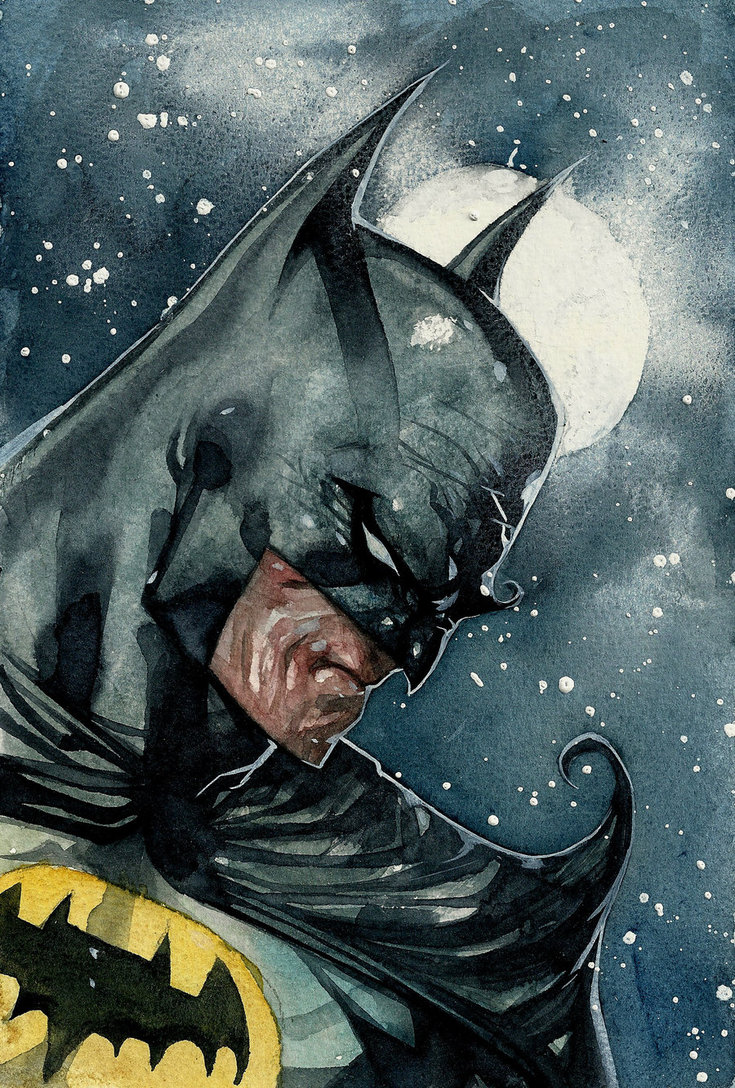 735x1088 Batman Watercolor By Rogercruz - Batman Watercolor
