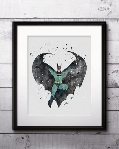 400x500 Alice In Wonderland Watercolor Print, Alice In Wonderland Painting - Batman Watercolor