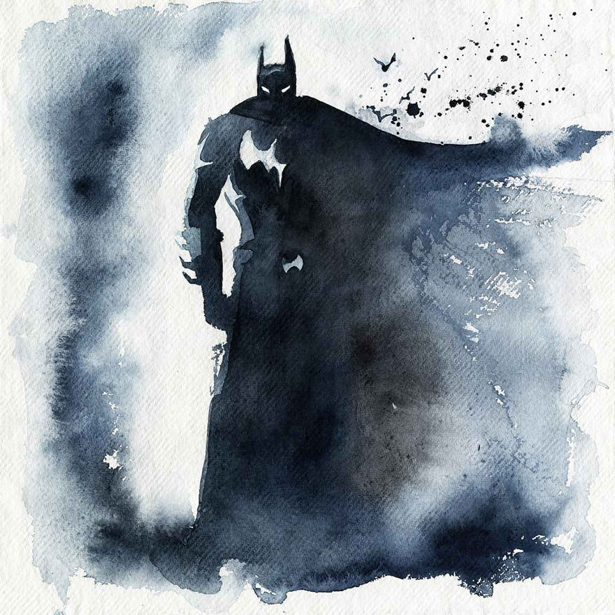 Batman Watercolor Painting