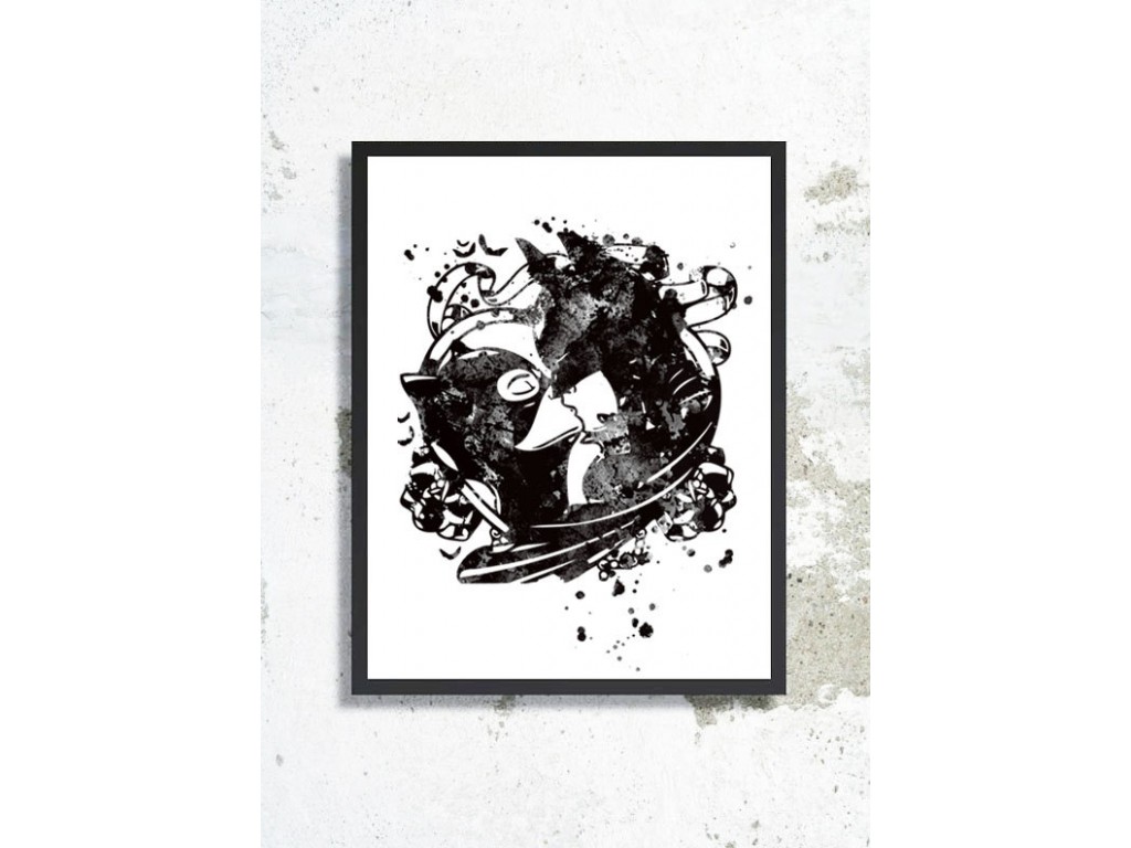 1024x768 Batman Watercolor Art Print Batman Catwoman Poster Batman Catwoman - Batman Watercolor Painting