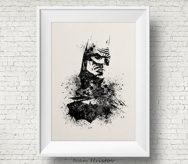 642x559 Batman Watercolor Print Watercolor Painting Watercolor Art Etsy - Batman Watercolor Painting