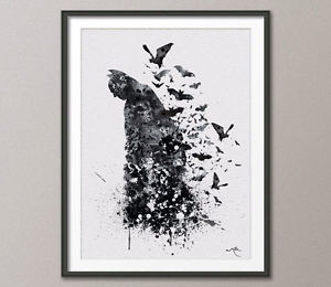 300x260 Batman Inspired Watercolor Painting Print Wall Art Super Hero Wall - Batman Watercolor Painting