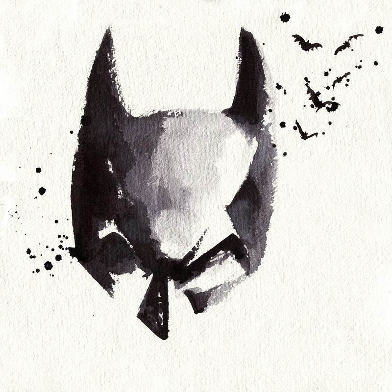 800x800 Blule Where Big Color Splashes Become Clever Superhero Paintings - Batman Watercolor Painting