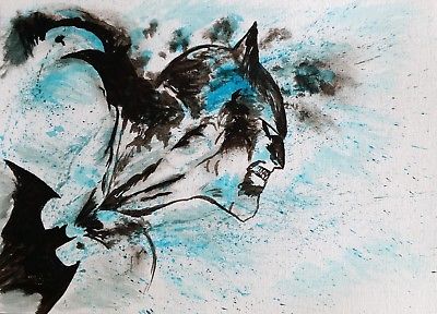 400x288 Batman Ink Original Painting Drawing Watercolor Graffiti Street - Batman Watercolor Painting