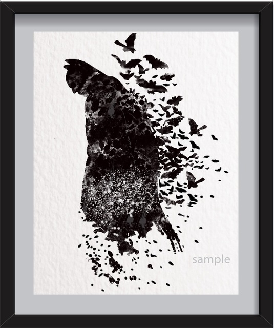 535x640 Original Watercolor Batman Canvas Painting Pop Wall Art Poster - Batman Watercolor Painting