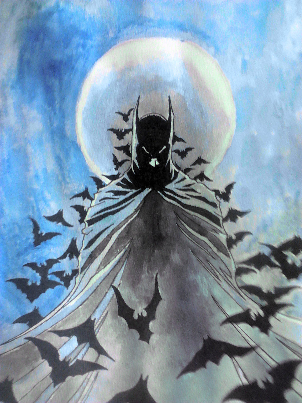 1024x1365 Batman Watercolor By El Fox - Batman Watercolor Painting