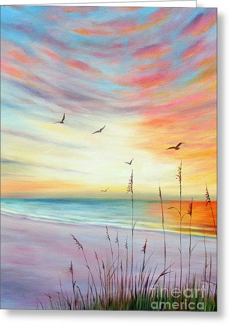 454x646 St. Pete Beach Sunset Greeting Card By Gabriela Valencia - Beach Sunset Watercolor