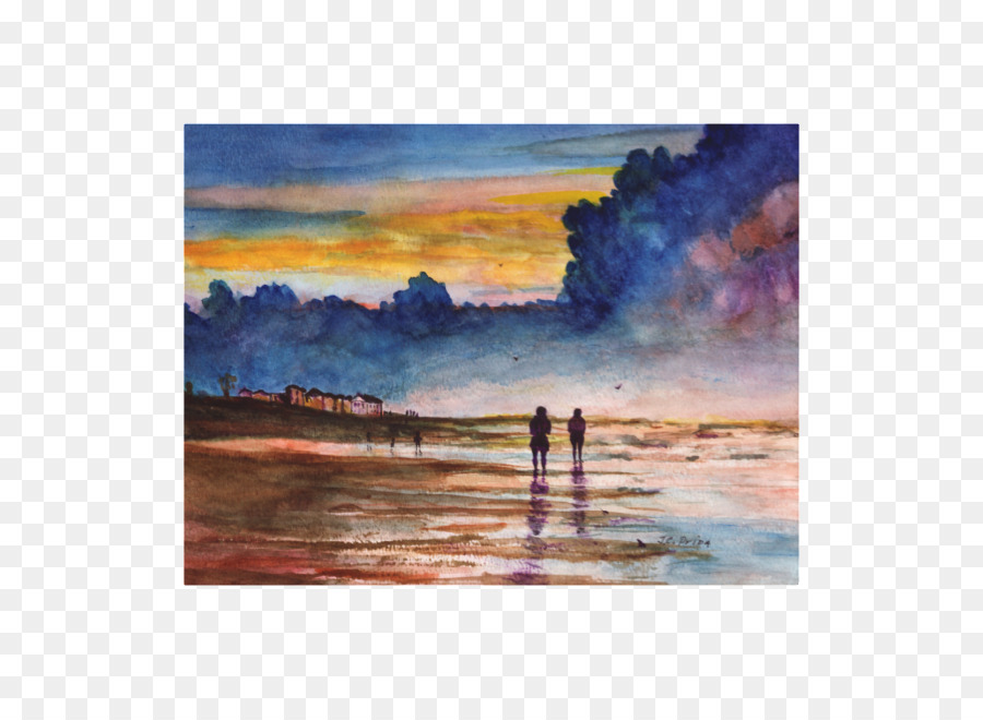 900x660 Watercolor Painting Beach Sunset Art - Beach Sunset Watercolor